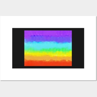 Bright Rainbow Tie Dye Watercolor Gradient Stripe Posters and Art